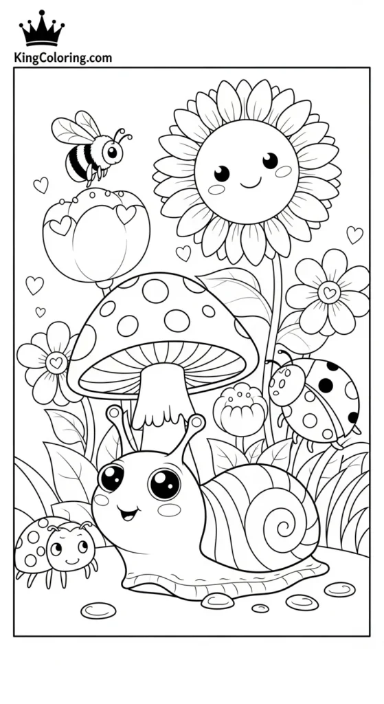Baby Slug Exploring Garden Printable Coloring Page