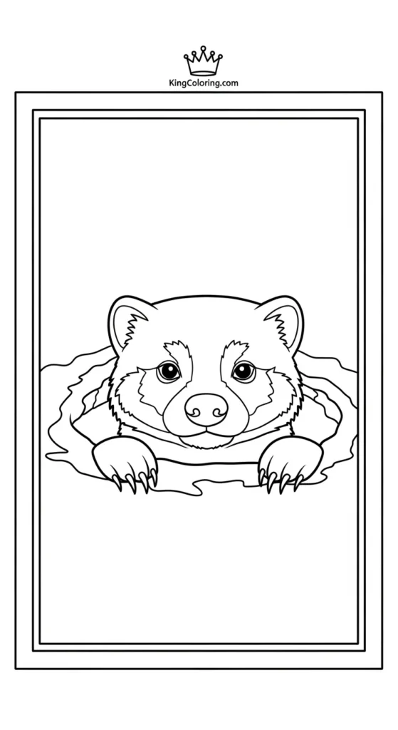 Badger Peeking From Burrow Hole Coloring Sheet