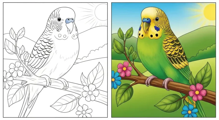 Budgie Coloring Pages