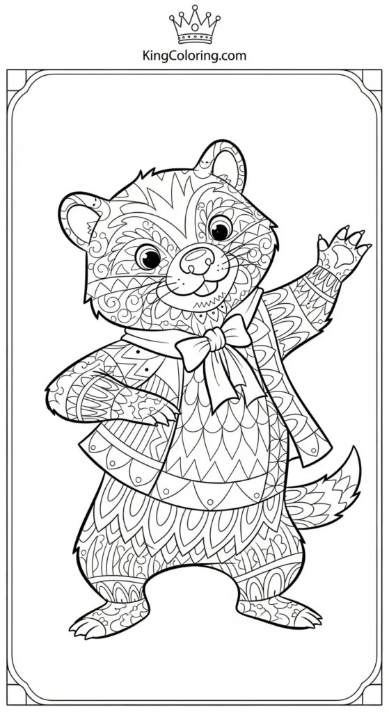 Cartoon Badger Dancing Coloring Sheet