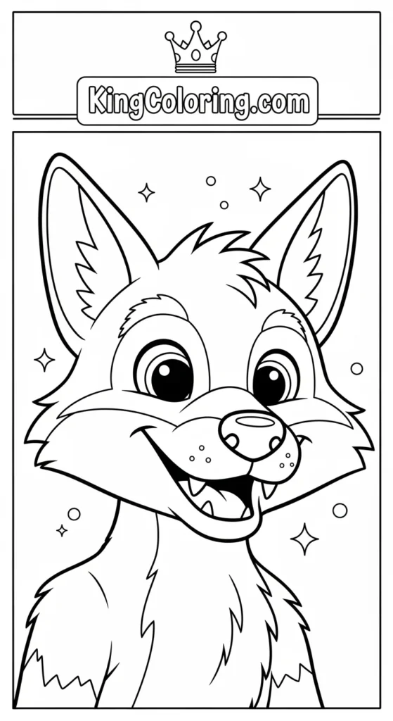 Cartoon Coyote With Big Smile Coloring Page For Kids.