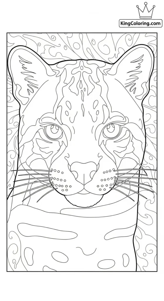 Close-Up Ocelot Face Outline Coloring Sheet