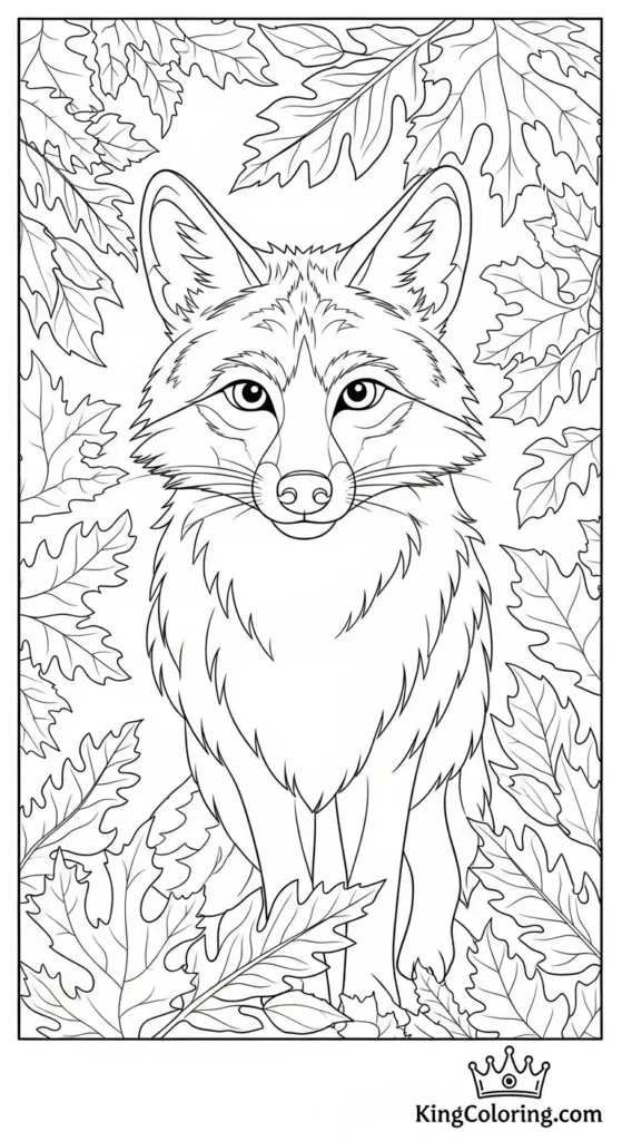 Coyote Moving Through Autumn Leaves Printable Coloring Page