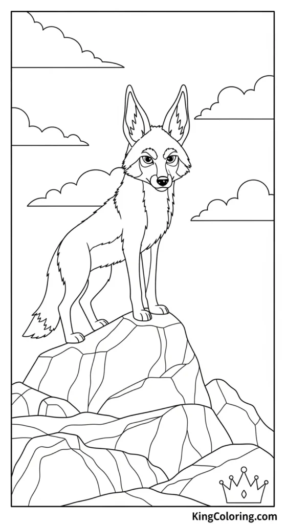 Coyote Standing On Rocky Hilltop Coloring Sheet