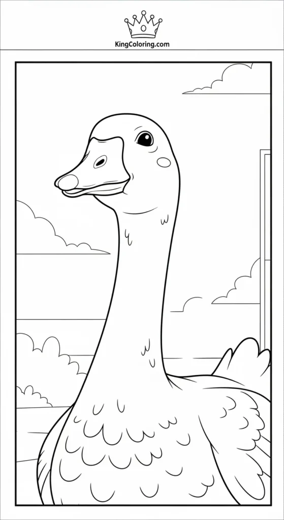 Cute Goose Smiling Coloring Sheet For Kids