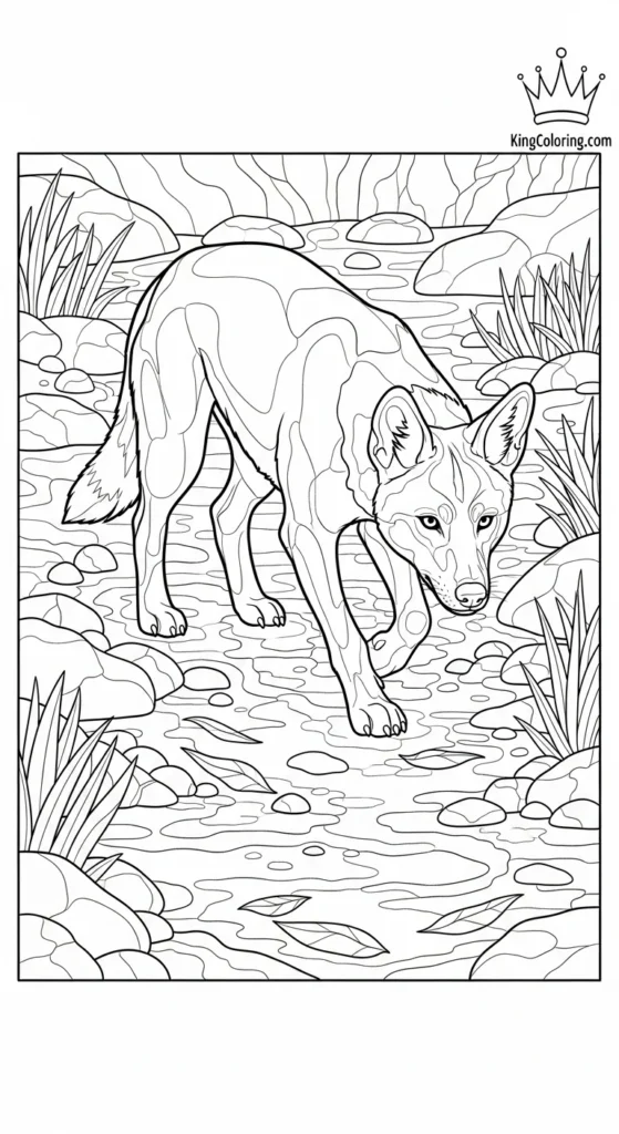 Dingo Crossing A Dry Creek Bed Coloring Page.