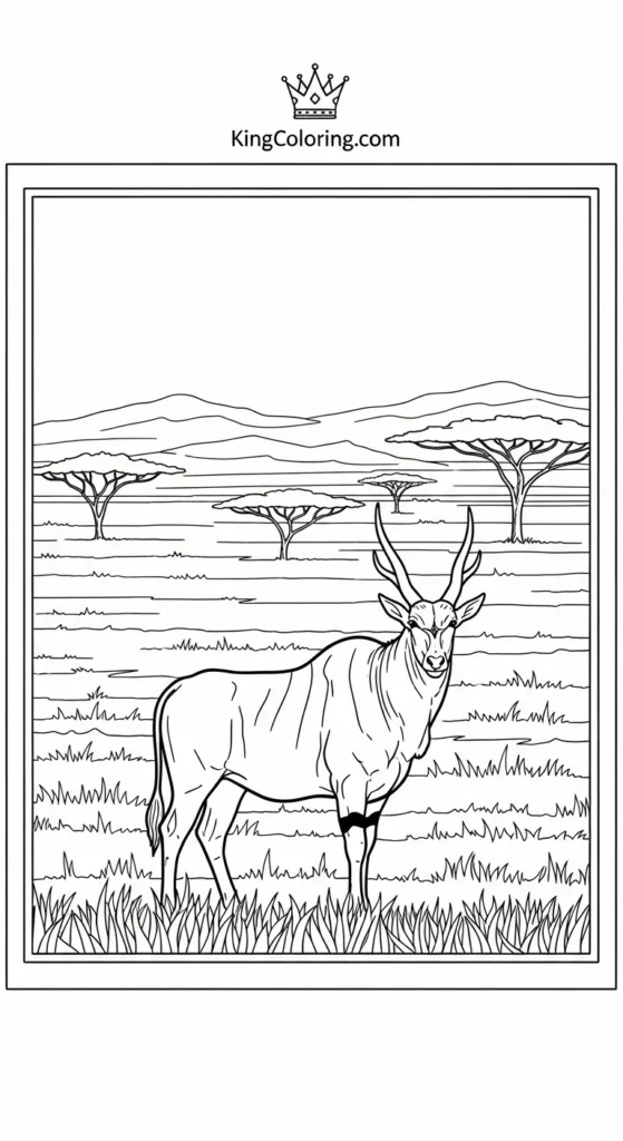 Eland Standing On Open Savannah Coloring Page