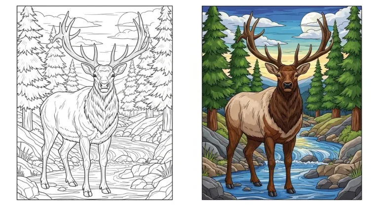 Elk Coloring Pages