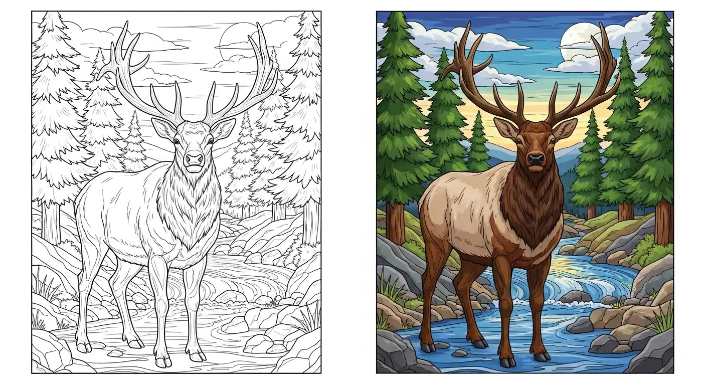 Elk Coloring Pages