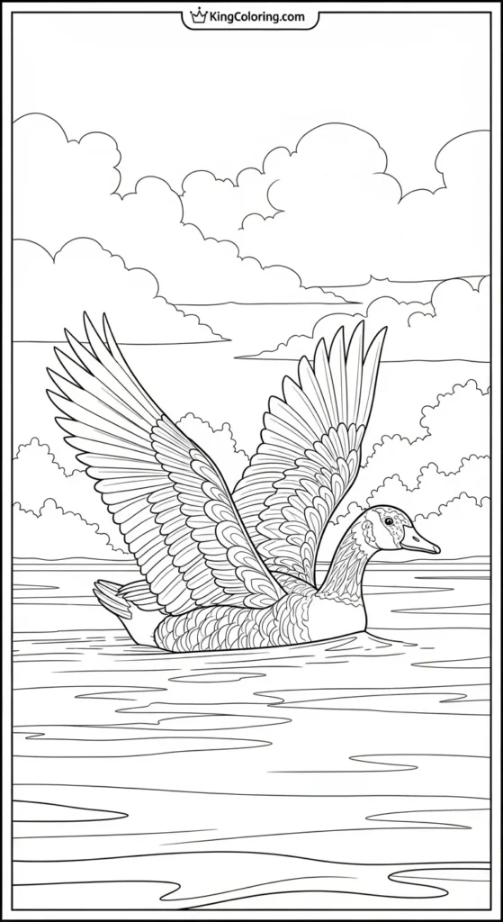 Goose Gliding Across Calm Water Coloring Sheet