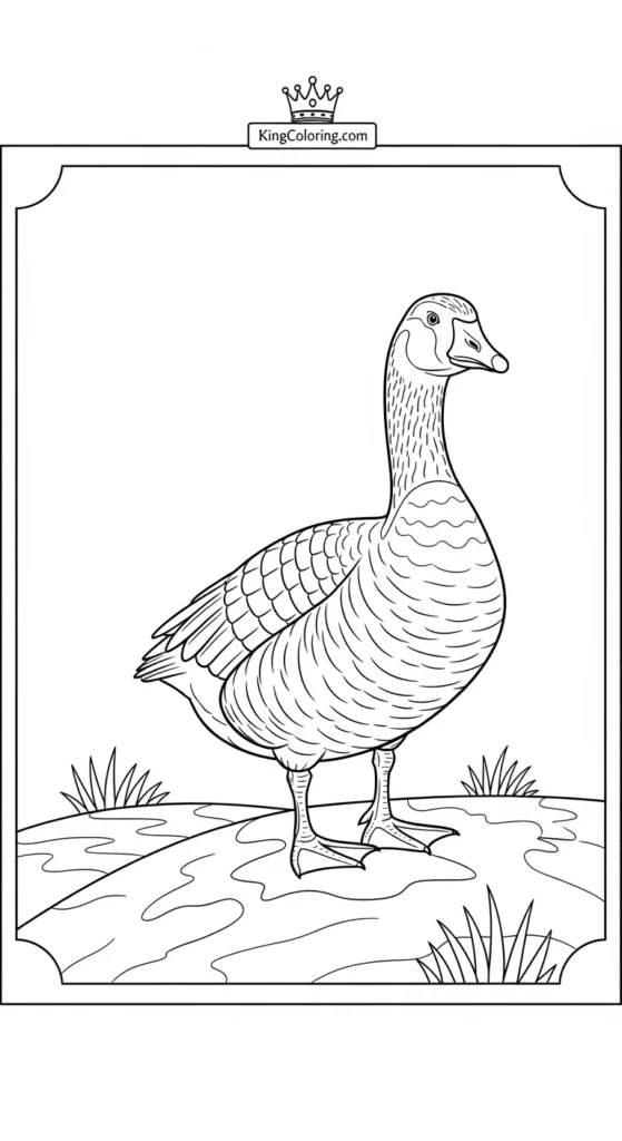 Goose Standing On Hill Coloring Page