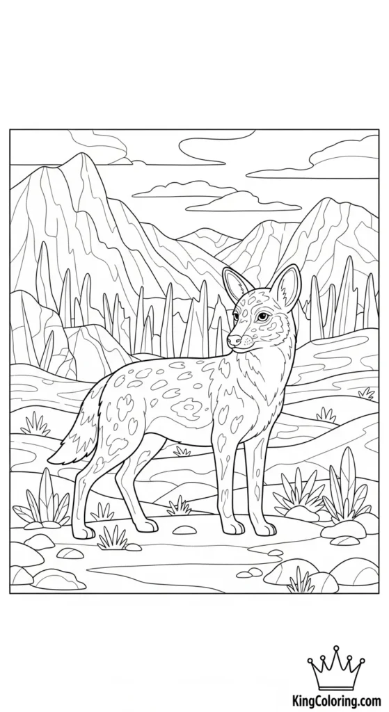 Jackal Crossing A Dry Riverbed Coloring Page