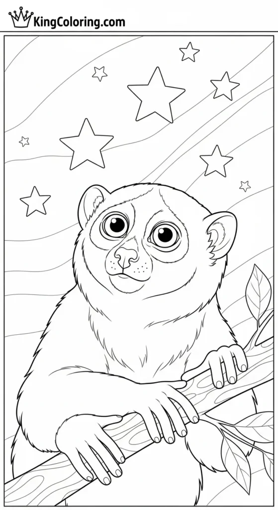 Loris Looking Toward The Stars Coloring Sheet