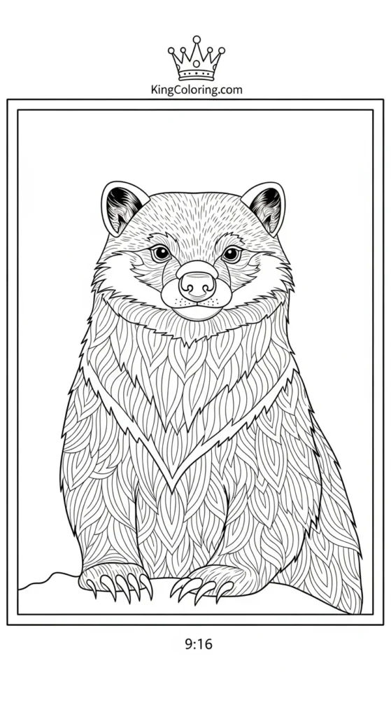 Majestic Badger Standing Tall Coloring Page