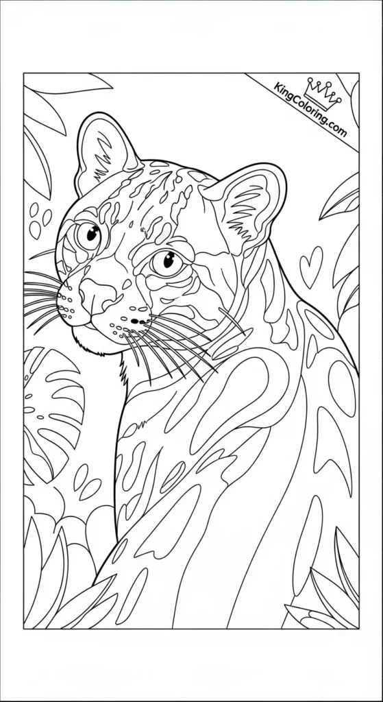 Ocelot Looking Over Shoulder Coloring Sheet