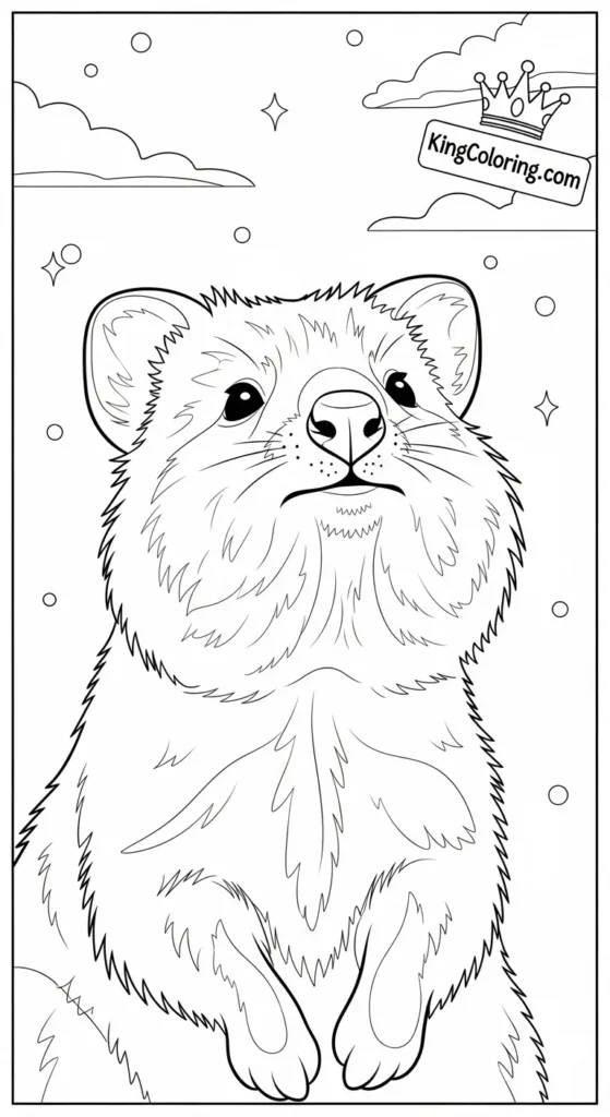 Quokka Looking Up At The Sky Coloring Page