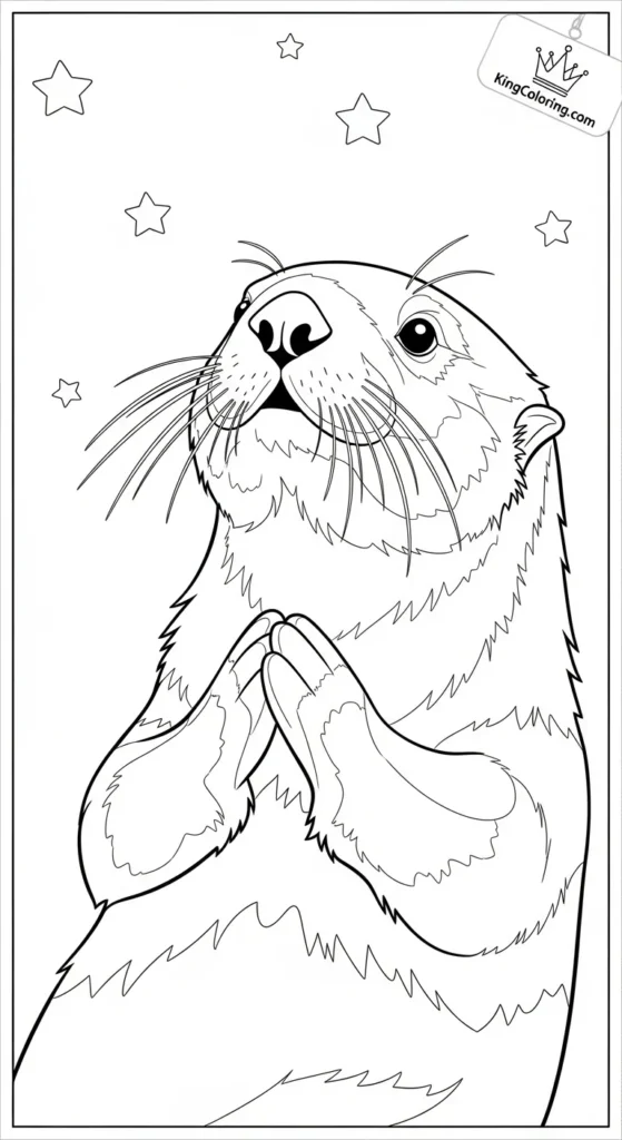Sea Otter Looking Up At The Sky Coloring Page.