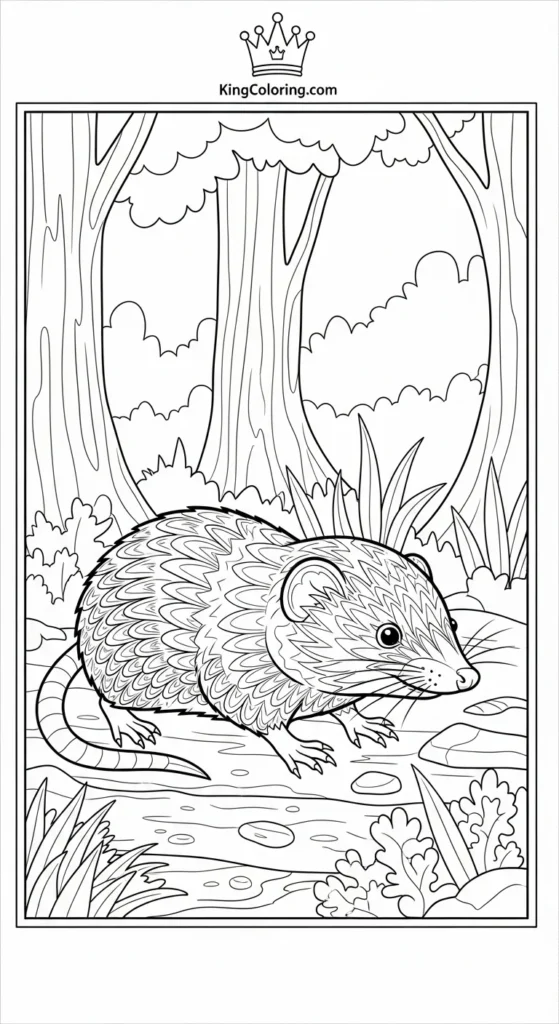 Shrew Scurrying Across Forest Floor Coloring Page