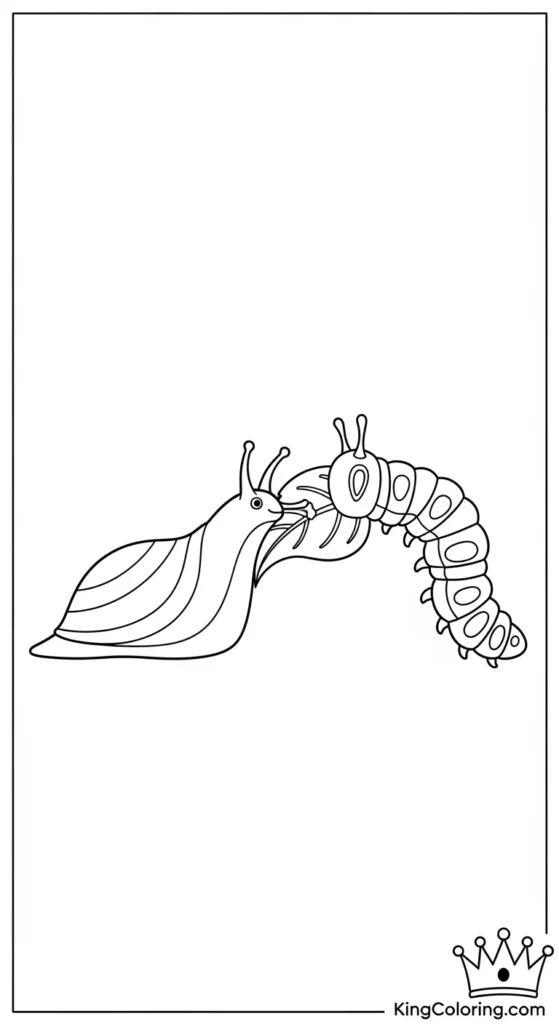Slug And Caterpillar Sharing Leaf Printable Coloring Page