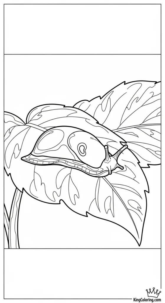 Slug Crawling On Leaf Coloring Page