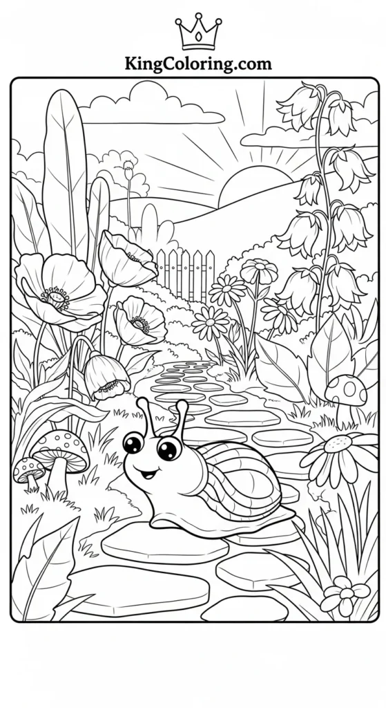 Slug Crossing Garden Path Printable Coloring Page