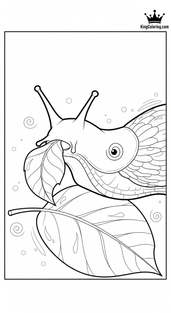 Slug Eating A Leaf Coloring Page