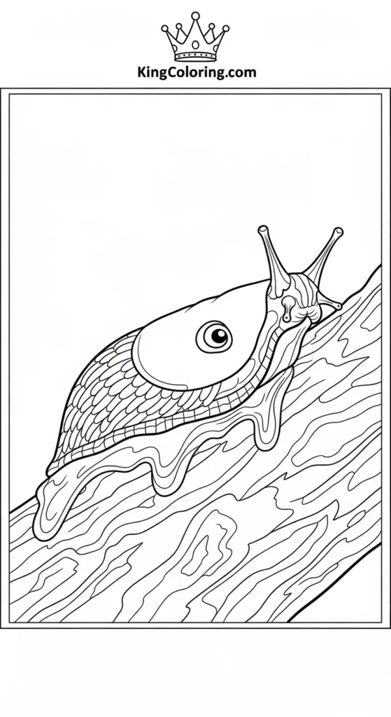 Slug On Tree Bark Coloring Page
