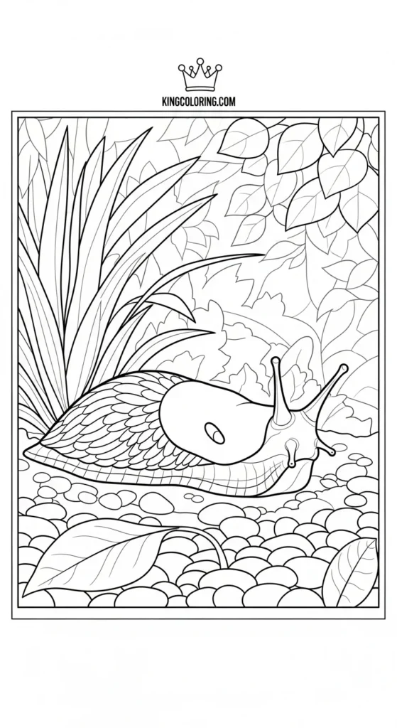 Slug Resting In Shaded Garden Coloring Sheet.