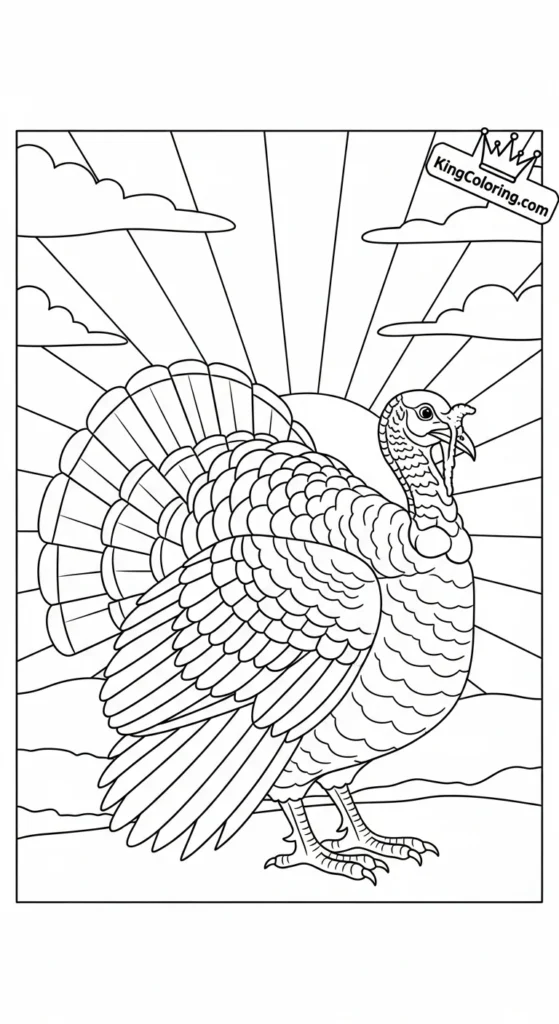 Turkey Silhouette At Sunrise Coloring Page.