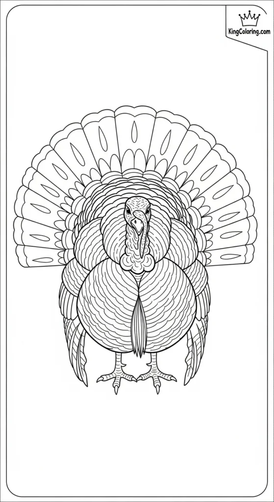 Turkey With Fully Fanned Tail Coloring Page