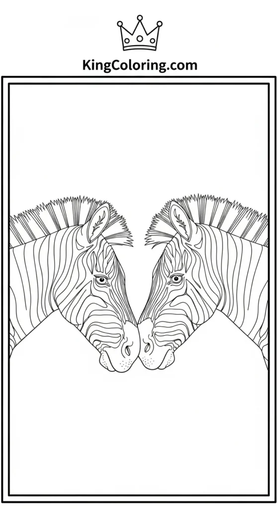 Two Zebras Touching Noses Coloring Page