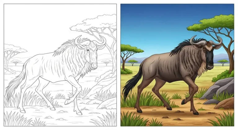 wildebeest coloring pages